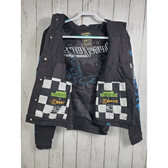 Dexter's Laboratory Boy Genius Black Denim Jean Jacket Cartoon Network Sz Small - Picture 11 of 13